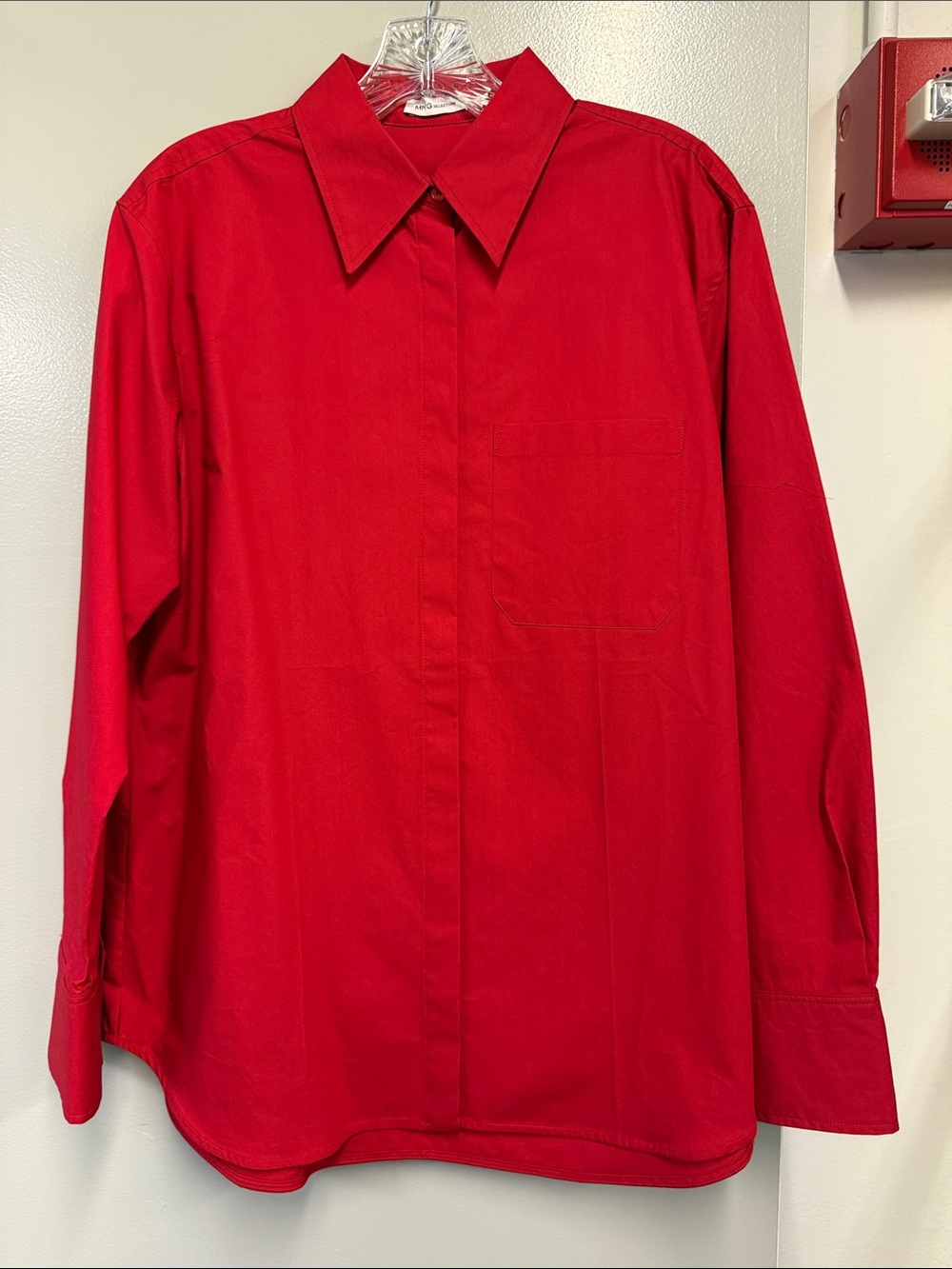 mango red cotton button front shirt